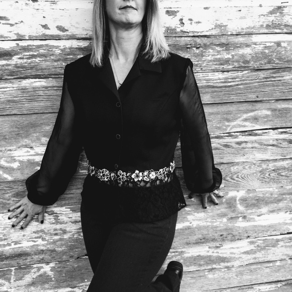 Vintage 80's 90's Sheer Black Top Jacket Lace Silv - Picture 2 of 8